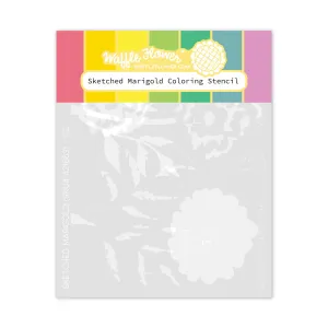     Sketched Marigold Coloring Stencil