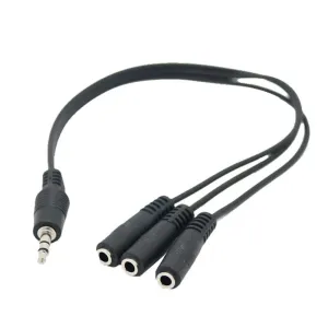 0.3M 3.5mm Male Plug to 1/8" 3.5mm 3 Output Stereo Female Audio Splitter adapter Cable