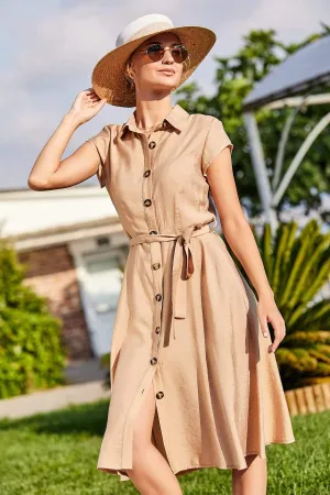 11570 Beige Shirt Dress