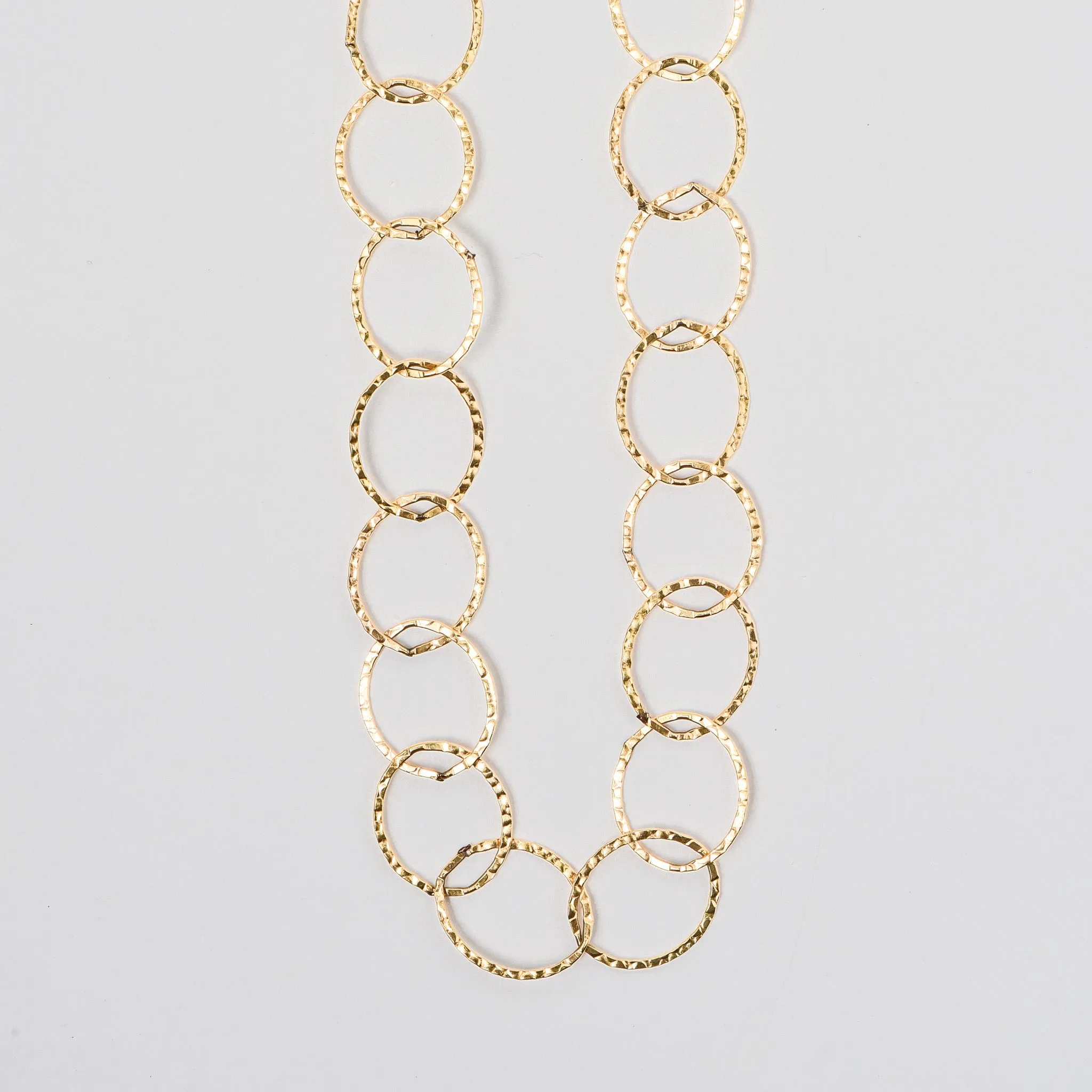 14k Gold Filled 17mm Hammered Layering Circle Chain
