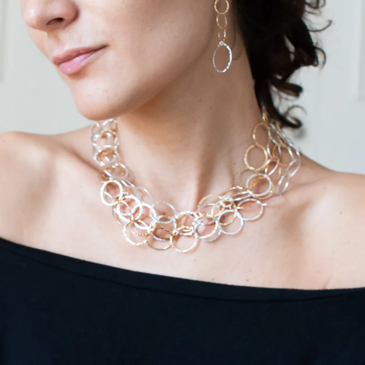 14k Gold Filled 17mm Hammered Layering Circle Chain