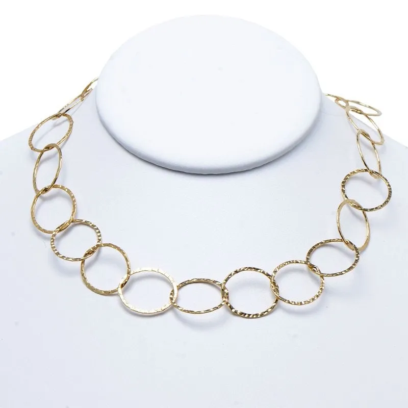 14k Gold Filled 17mm Hammered Layering Circle Chain