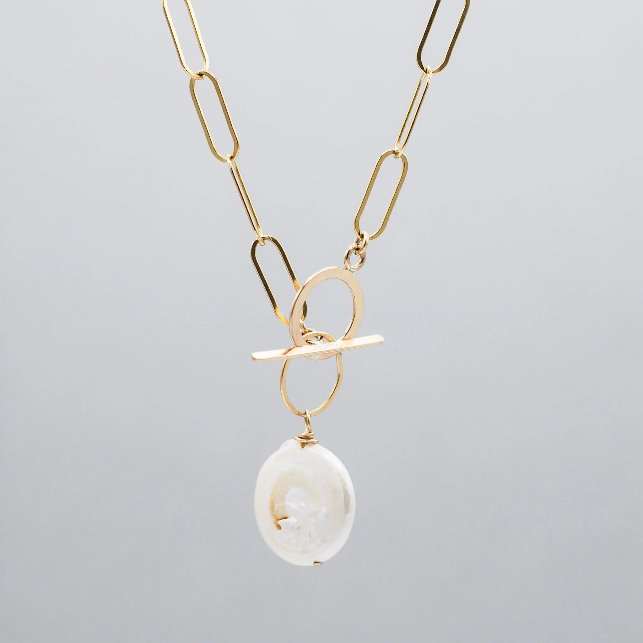 14k Gold Filled Extra Large Paper Clip Toggle Necklace