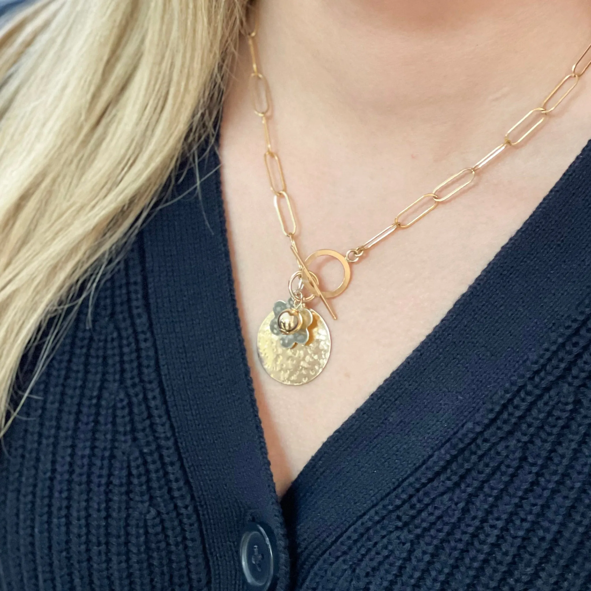 14k Gold Filled Extra Large Paper Clip Toggle Necklace