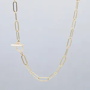 14k Gold Filled Extra Large Paper Clip Toggle Necklace