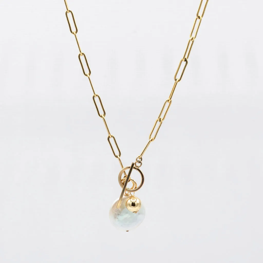 14k Gold Filled Large Paper Clip Toggle Necklace