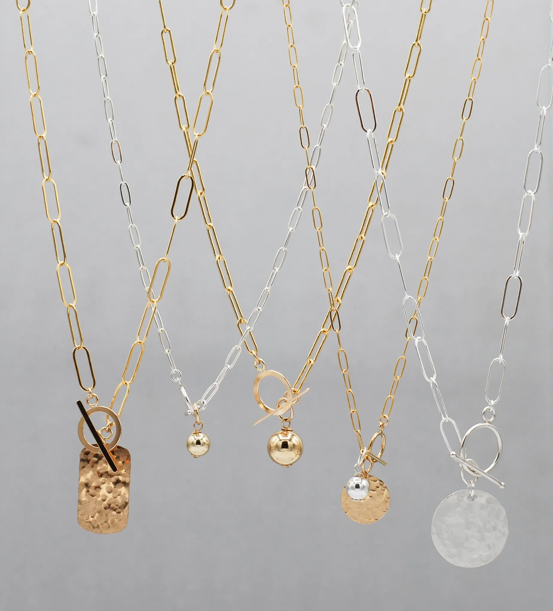 14k Gold Filled Large Paper Clip Toggle Necklace