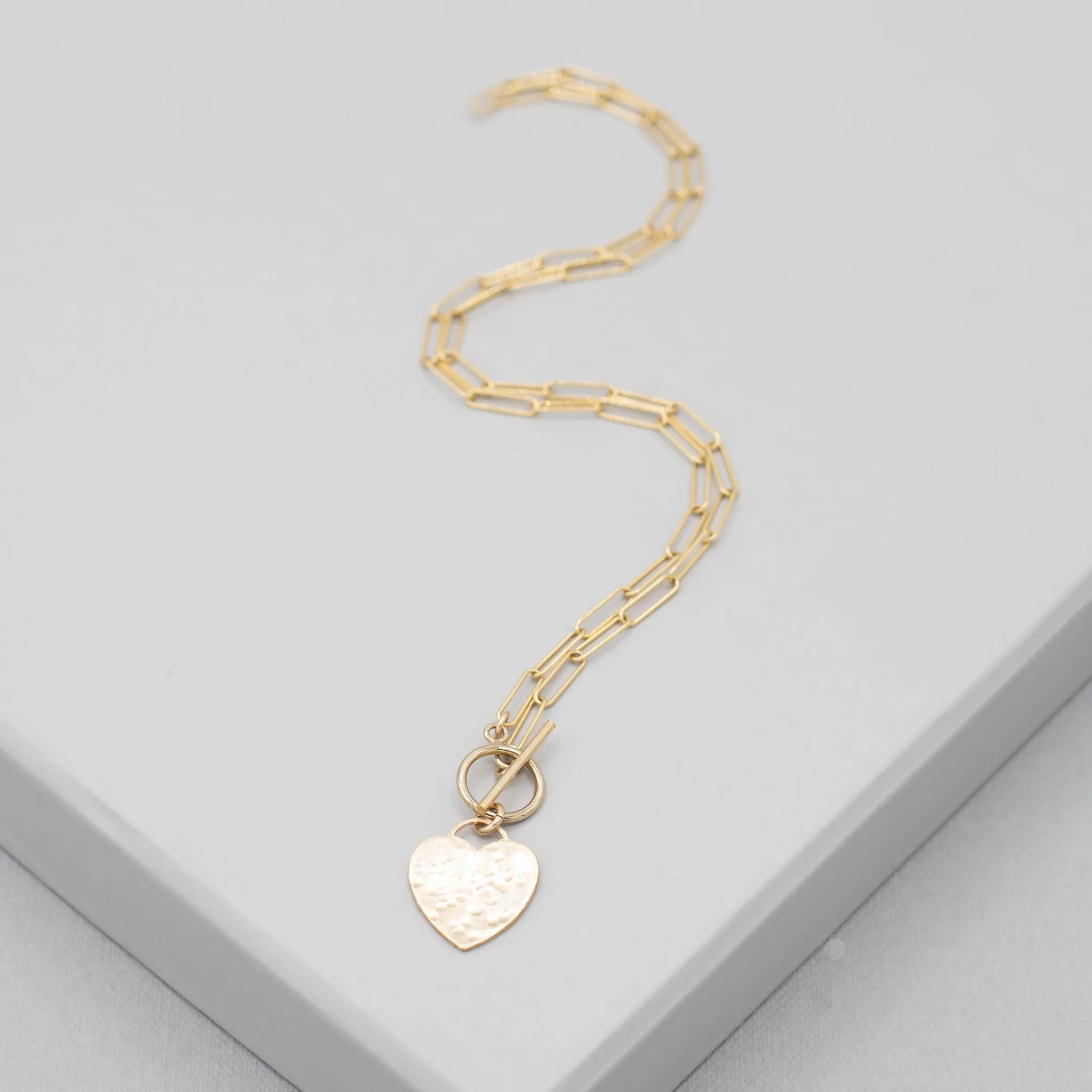 14k Gold Filled Large Paper Clip Toggle Necklace