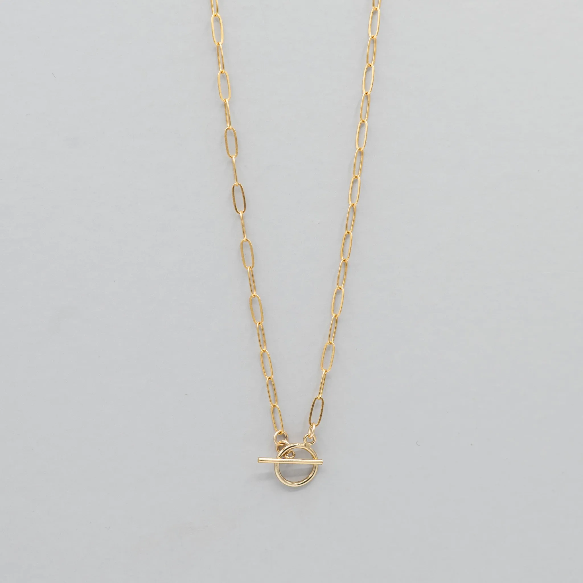 14k Gold Filled Medium Paper Clip Toggle Necklace