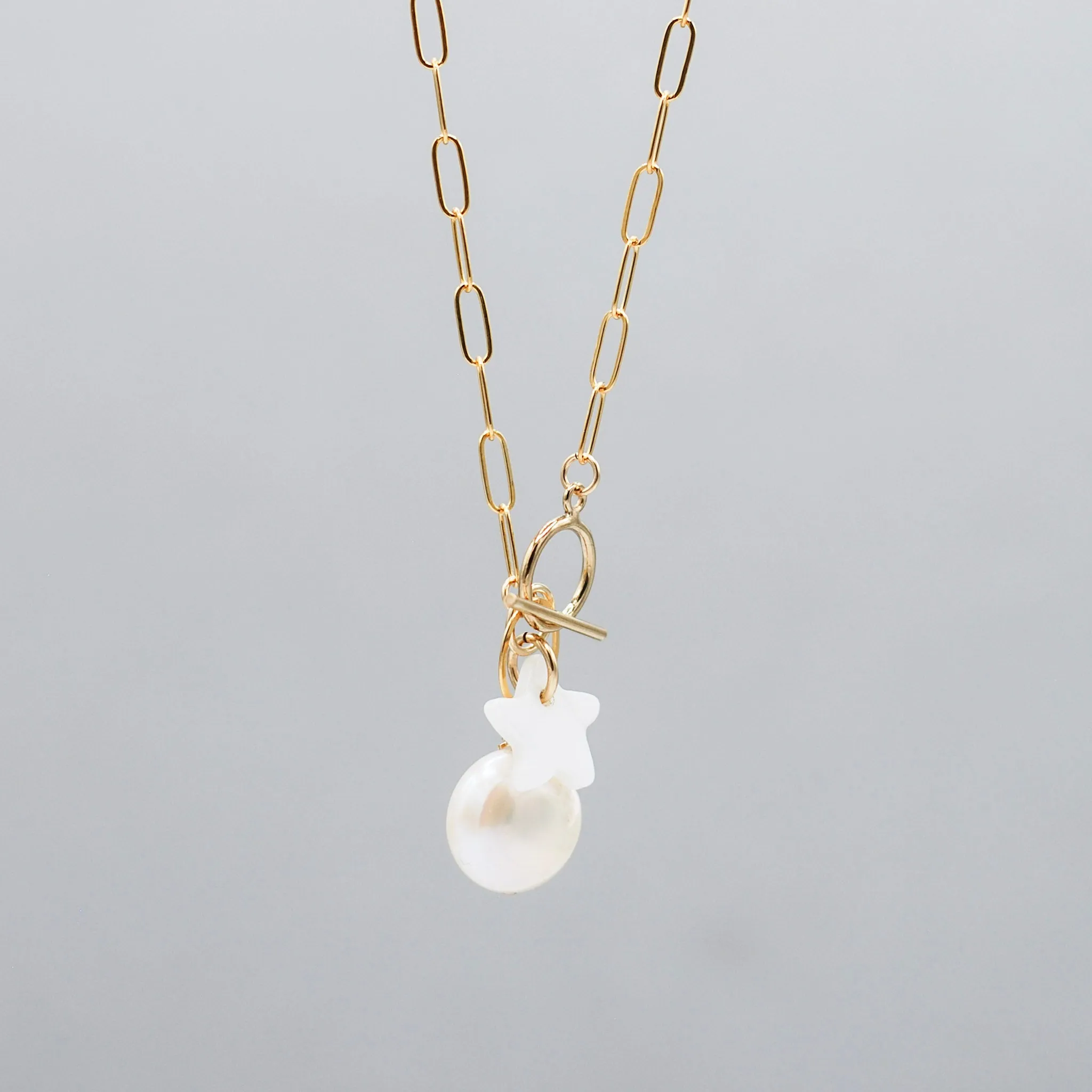 14k Gold Filled Medium Paper Clip Toggle Necklace