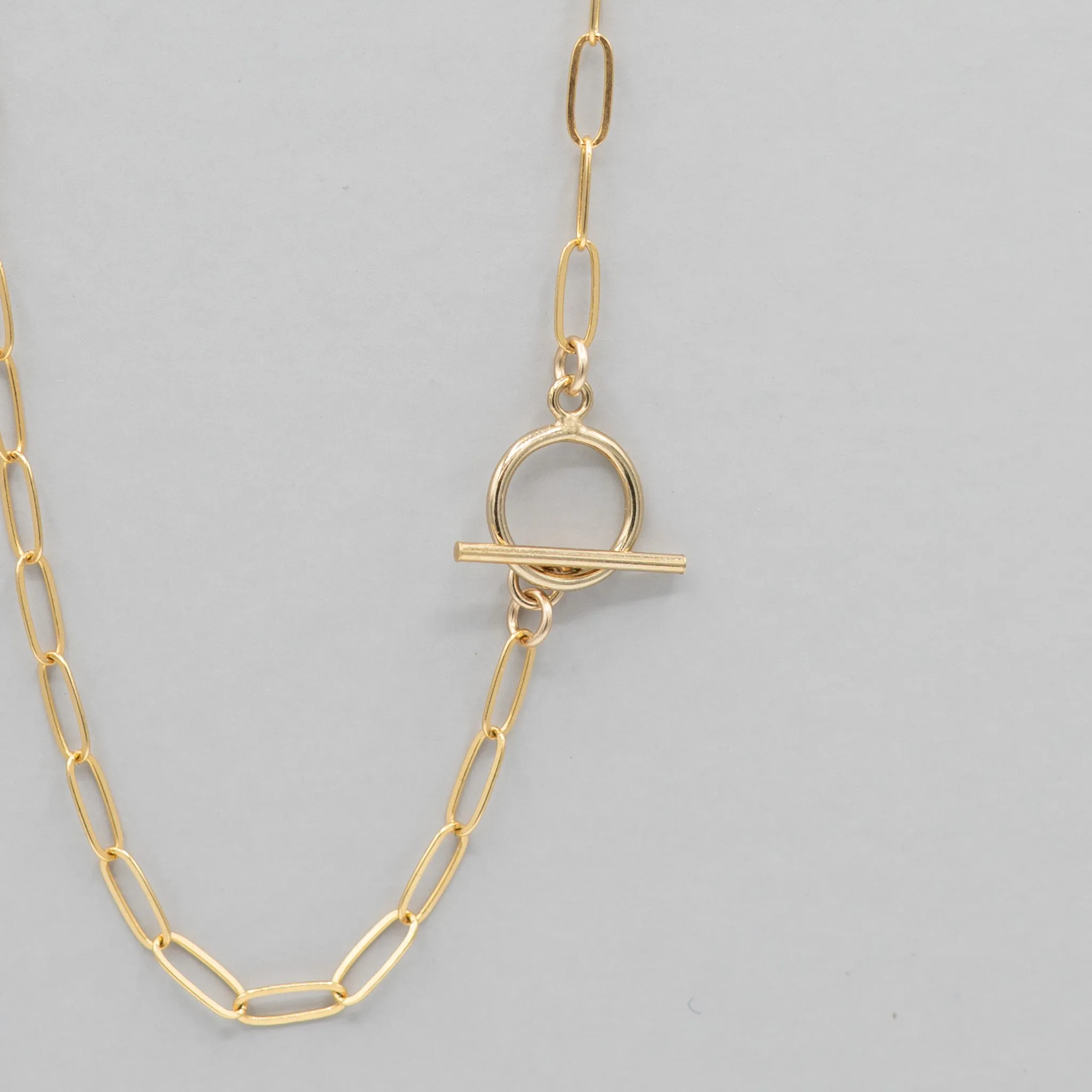 14k Gold Filled Medium Paper Clip Toggle Necklace