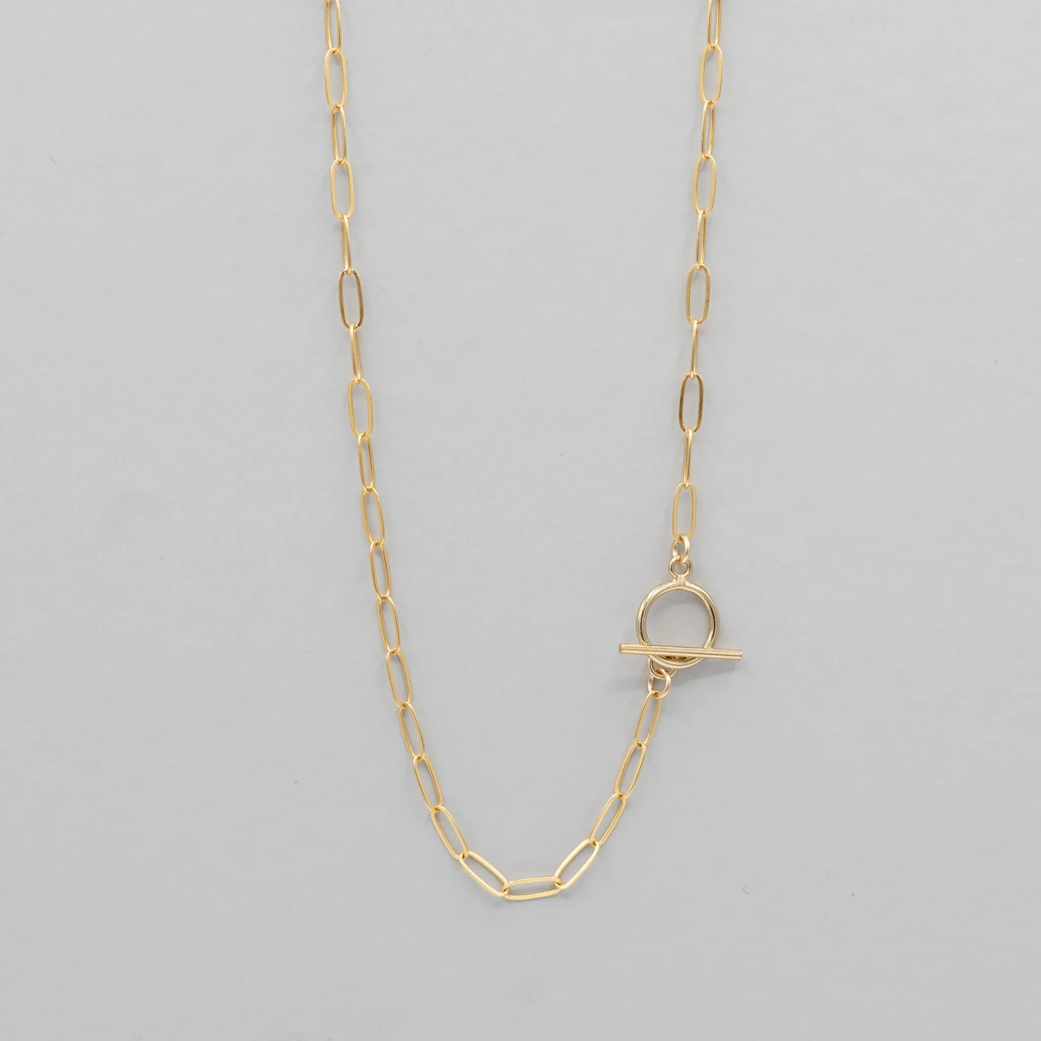 14k Gold Filled Medium Paper Clip Toggle Necklace