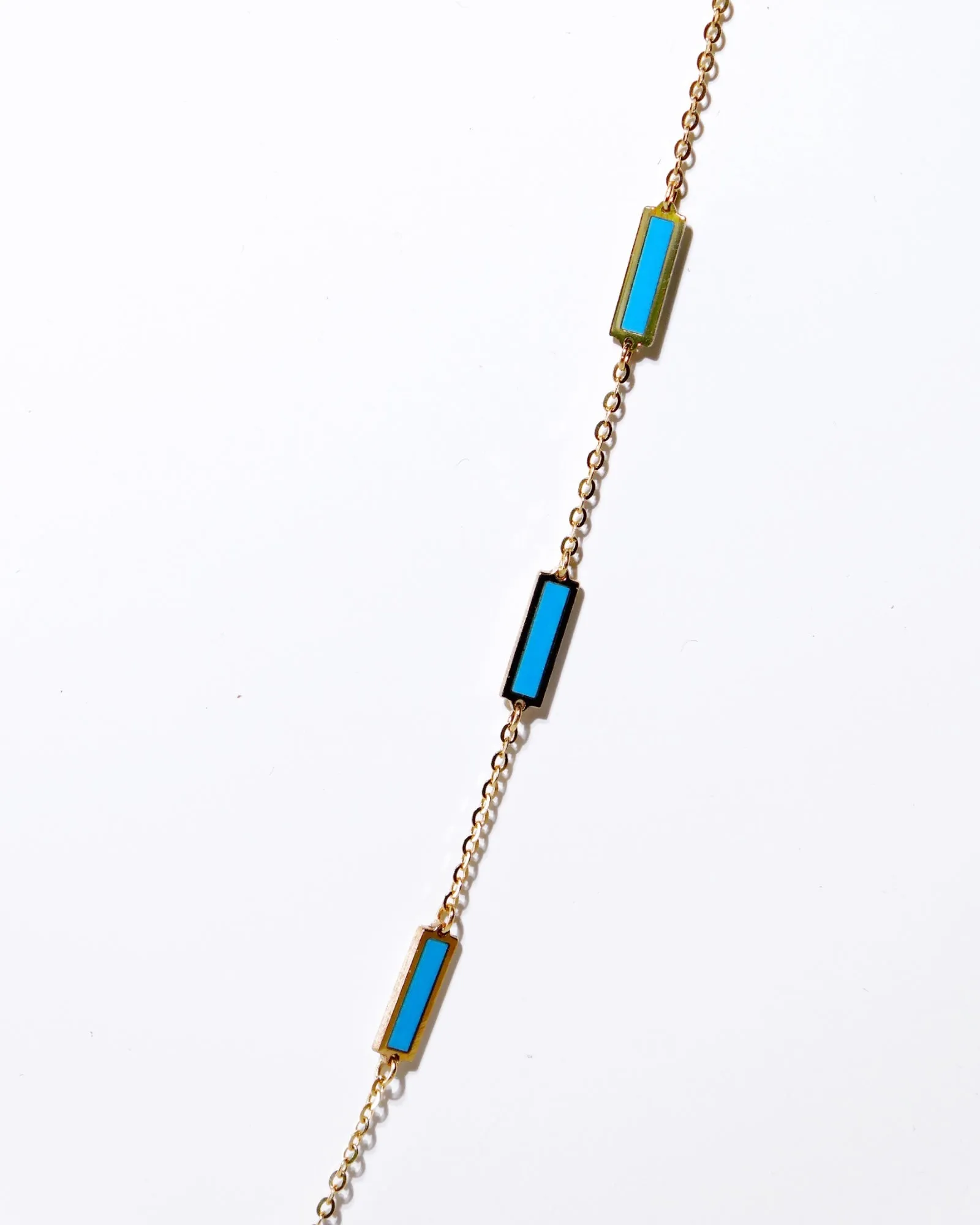 14K Gold Inlay Natural Turquoise Bar Necklace