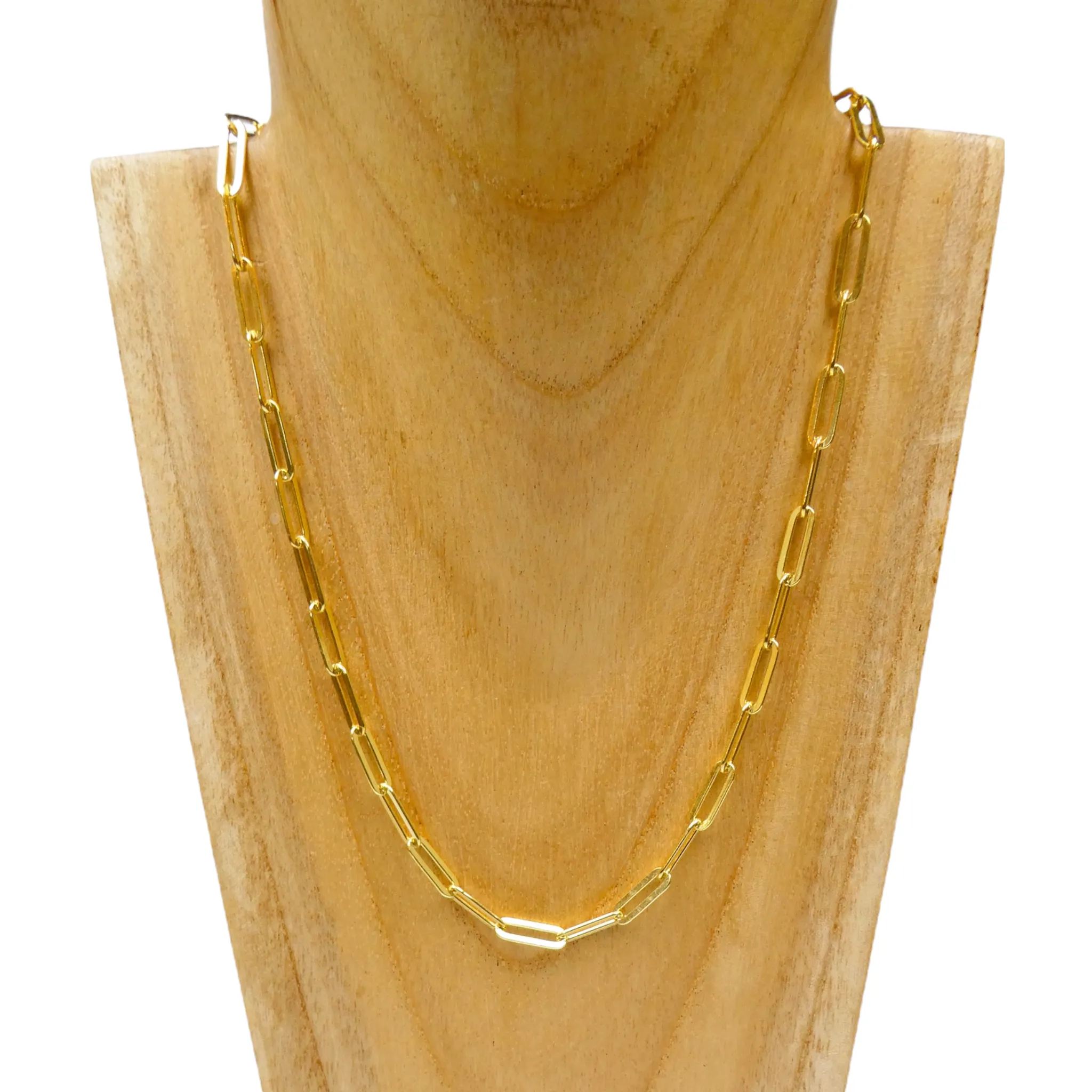 14K Gold Paper Clip Necklace