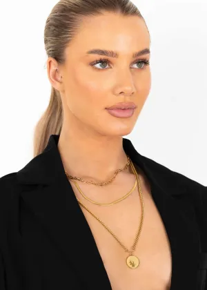 14k Gold Plated Pendant Layering Necklace - SALE