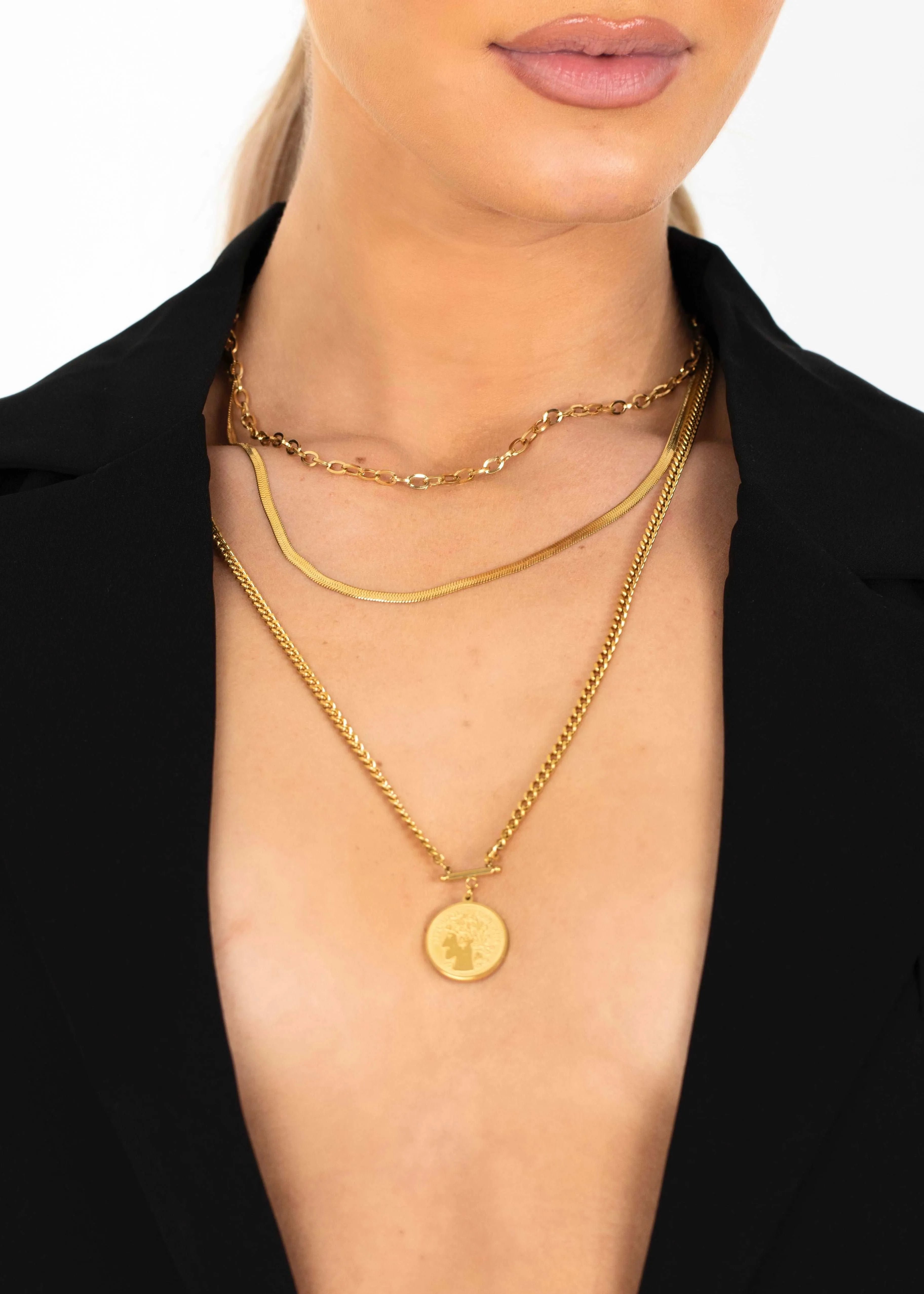 14k Gold Plated Pendant Layering Necklace - SALE