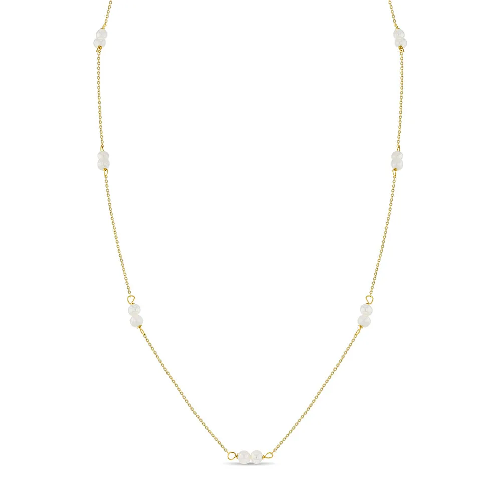 14k Gold Tiny Pearls Layering Women's Necklace