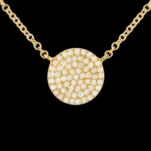 14K Pave Disc Necklace