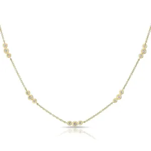 14K Triple Bezel Diamond Station Necklace