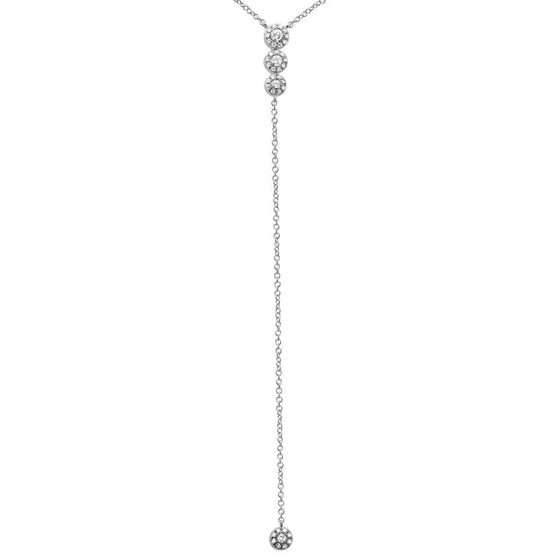 14k White Gold Diamond Lariat Necklace