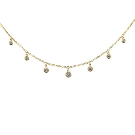 14K Yellow Gold Diamond Drop Necklace