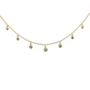 14K Yellow Gold Diamond Drop Necklace