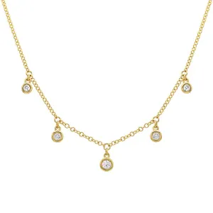 14K Yellow Gold Five-Drop Diamond Necklace