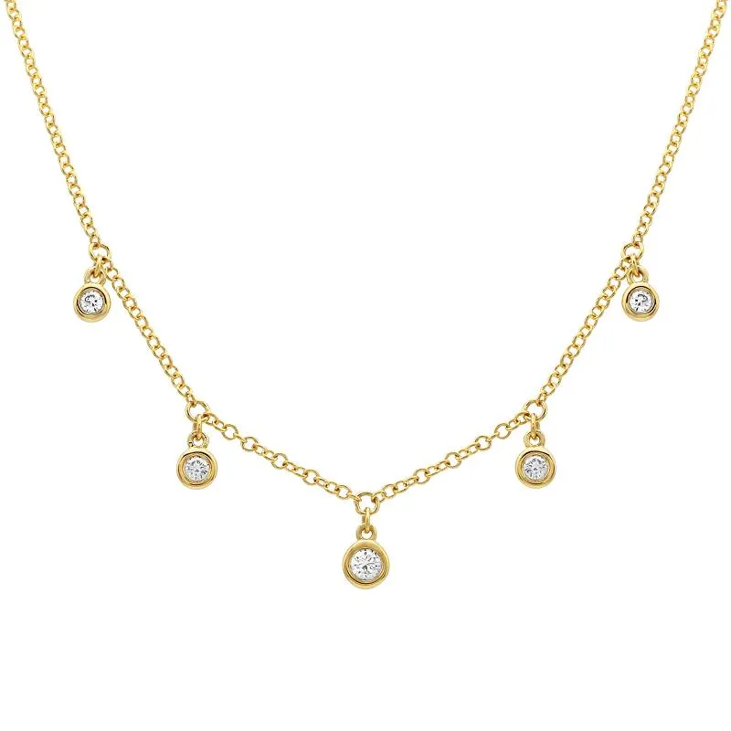 14K Yellow Gold Five-Drop Diamond Necklace