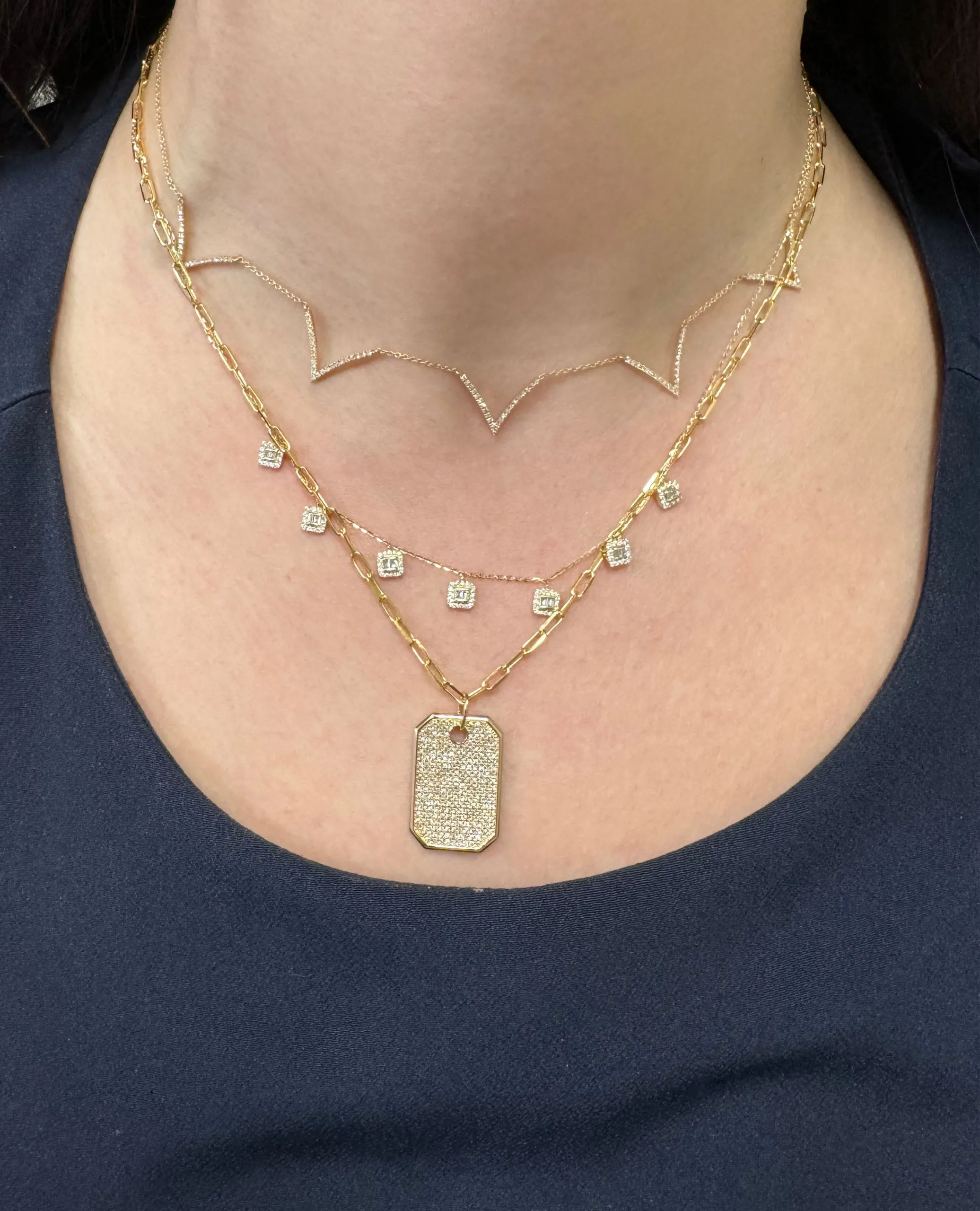 14K Yellow Gold Layering Diamond Necklace