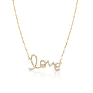 14KY Large Love Script Necklace