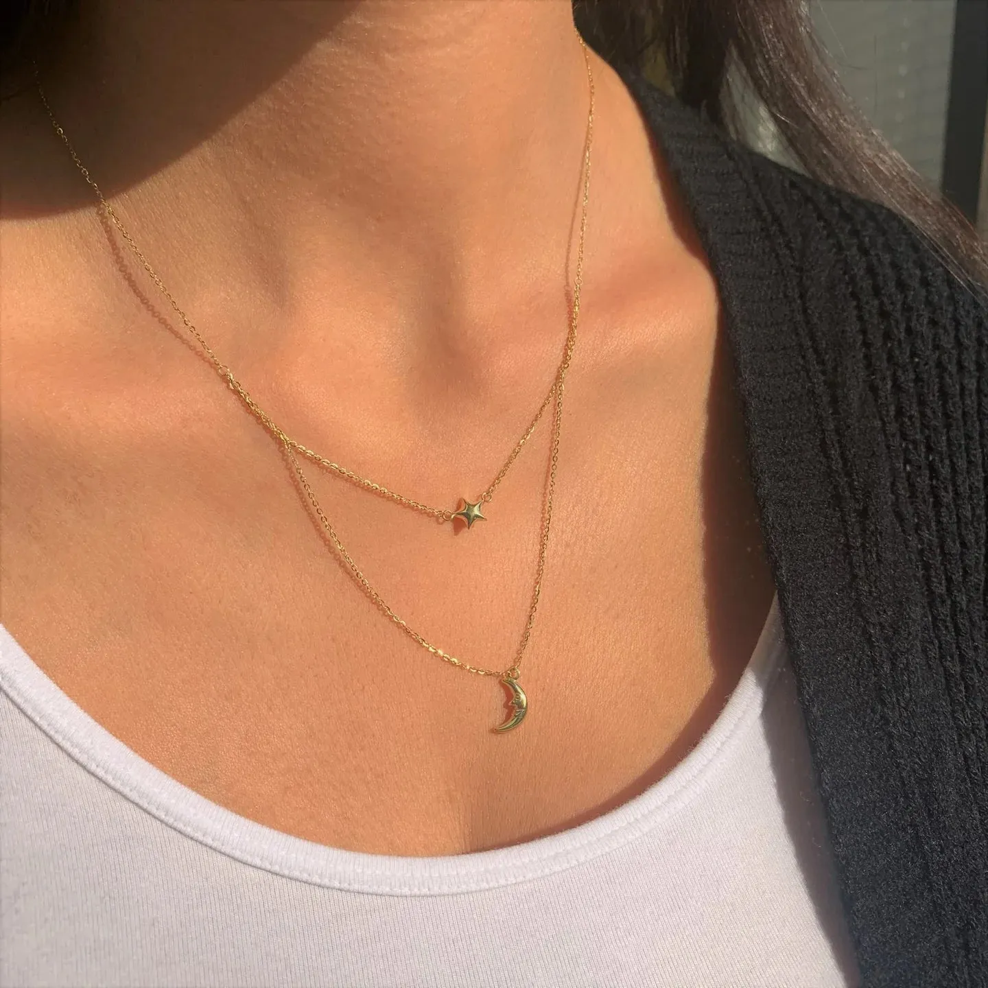 14KY Moon and Star Necklace
