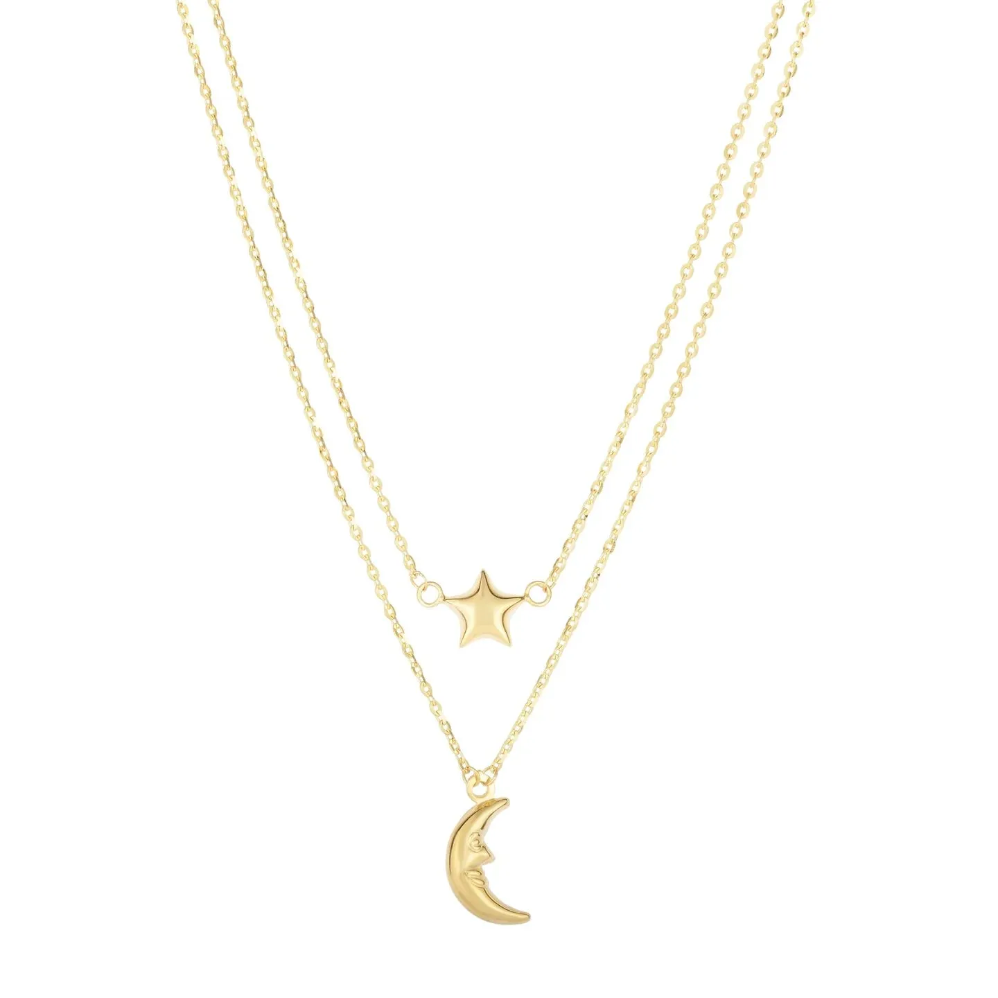 14KY Moon and Star Necklace