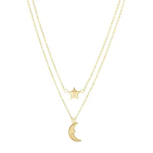 14KY Moon and Star Necklace