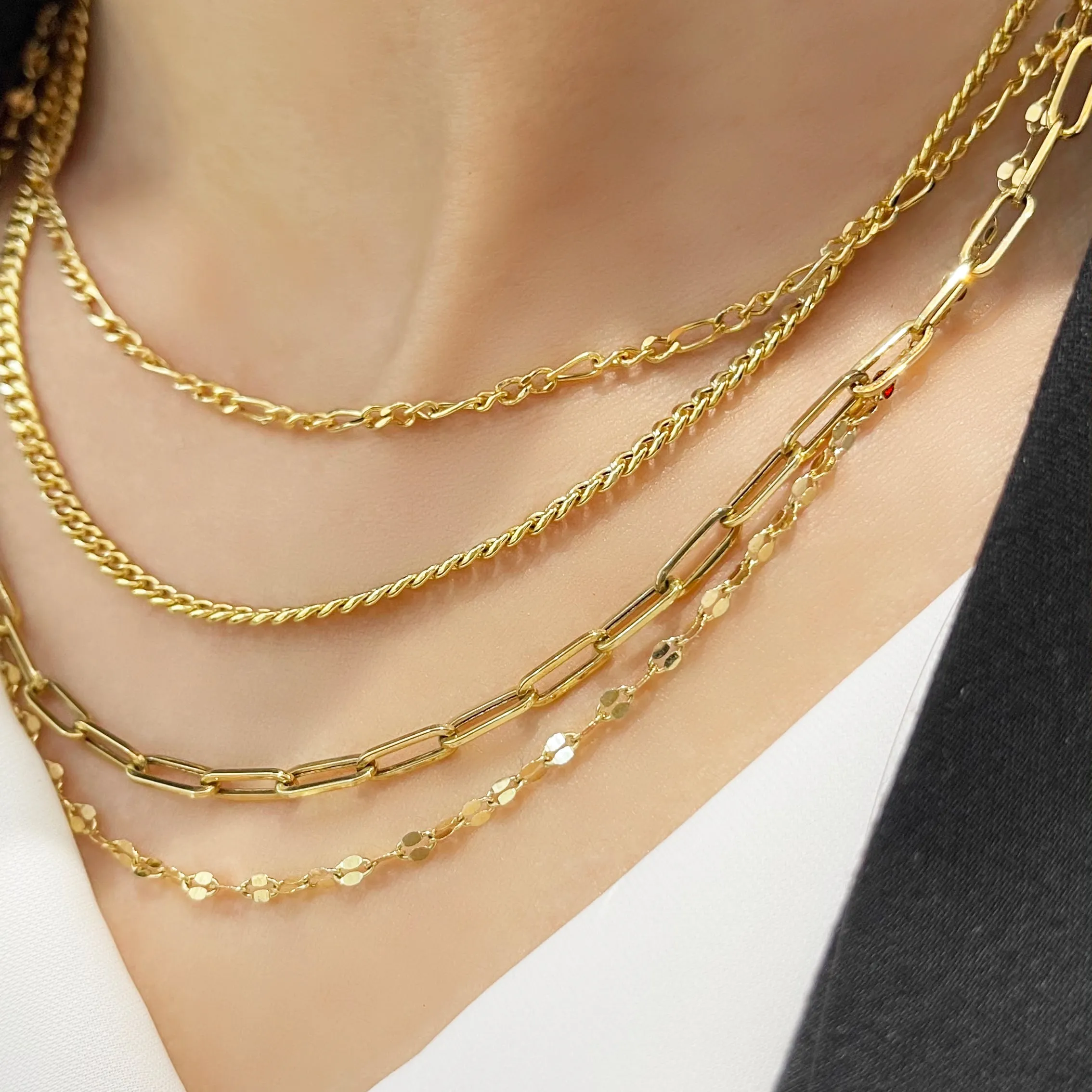 18k Gold 2.8mm Cuban Chain Necklace (White/Rose/Yellow Gold)