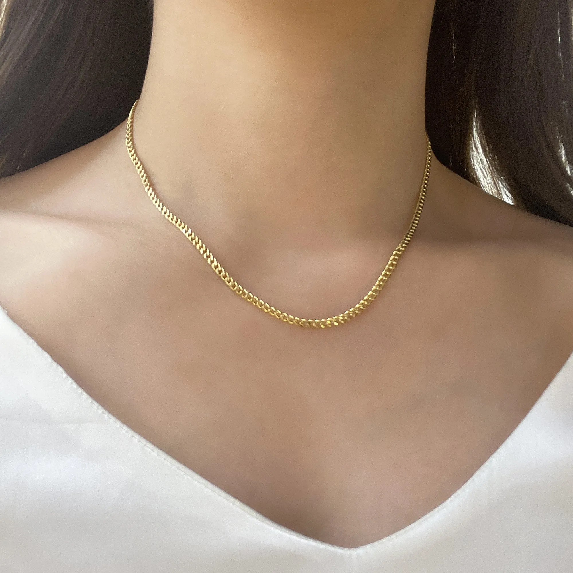 18k Gold 2.8mm Cuban Chain Necklace (White/Rose/Yellow Gold)