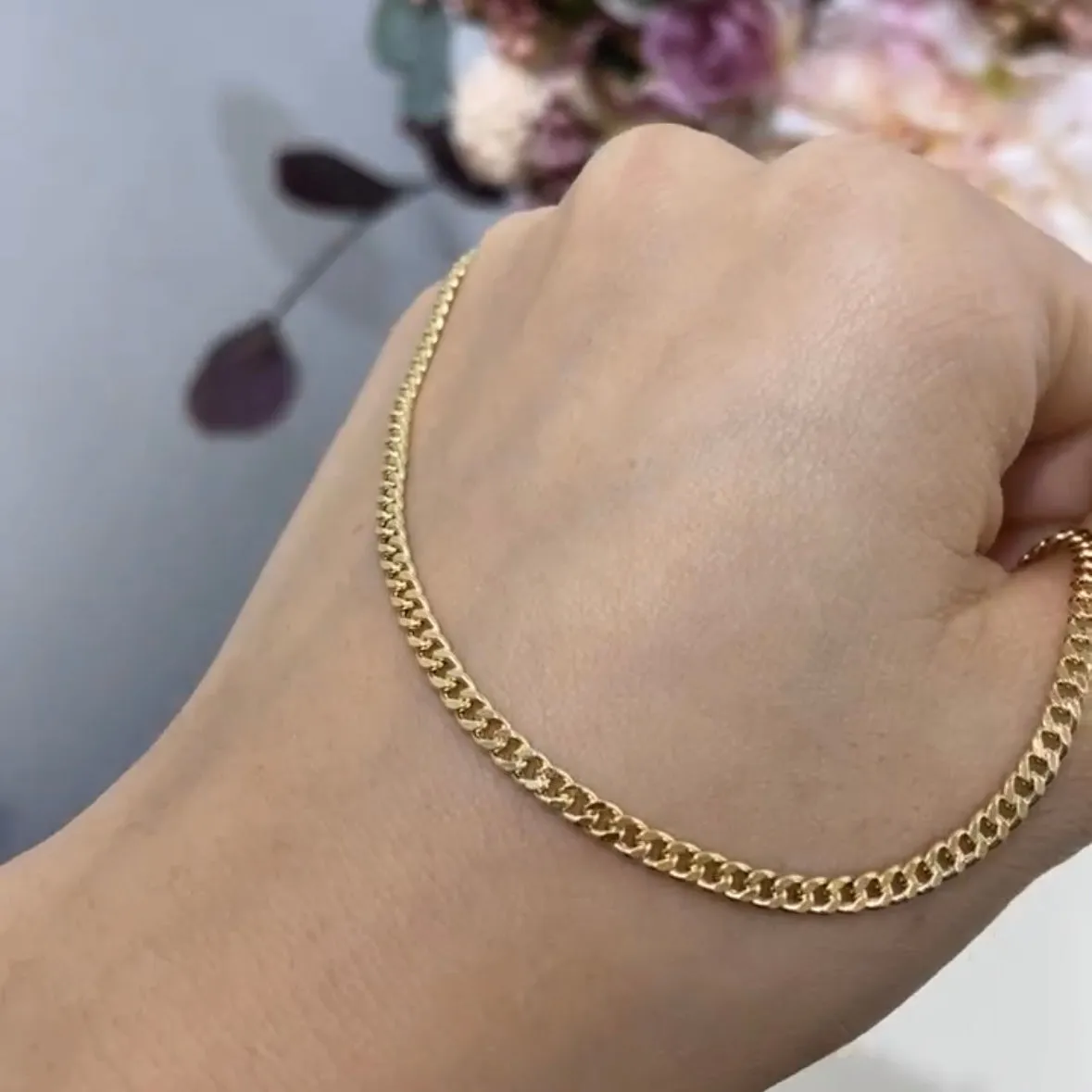 18k Gold 2.8mm Cuban Chain Necklace (White/Rose/Yellow Gold)