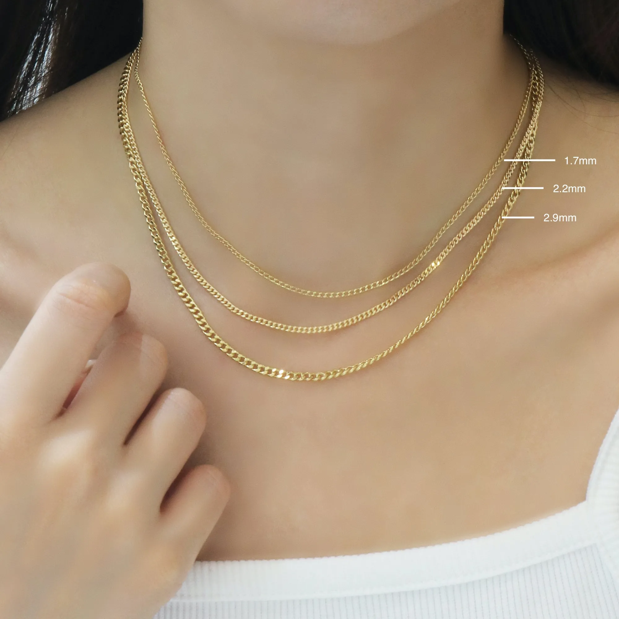 18k Gold 2.8mm Cuban Chain Necklace (White/Rose/Yellow Gold)