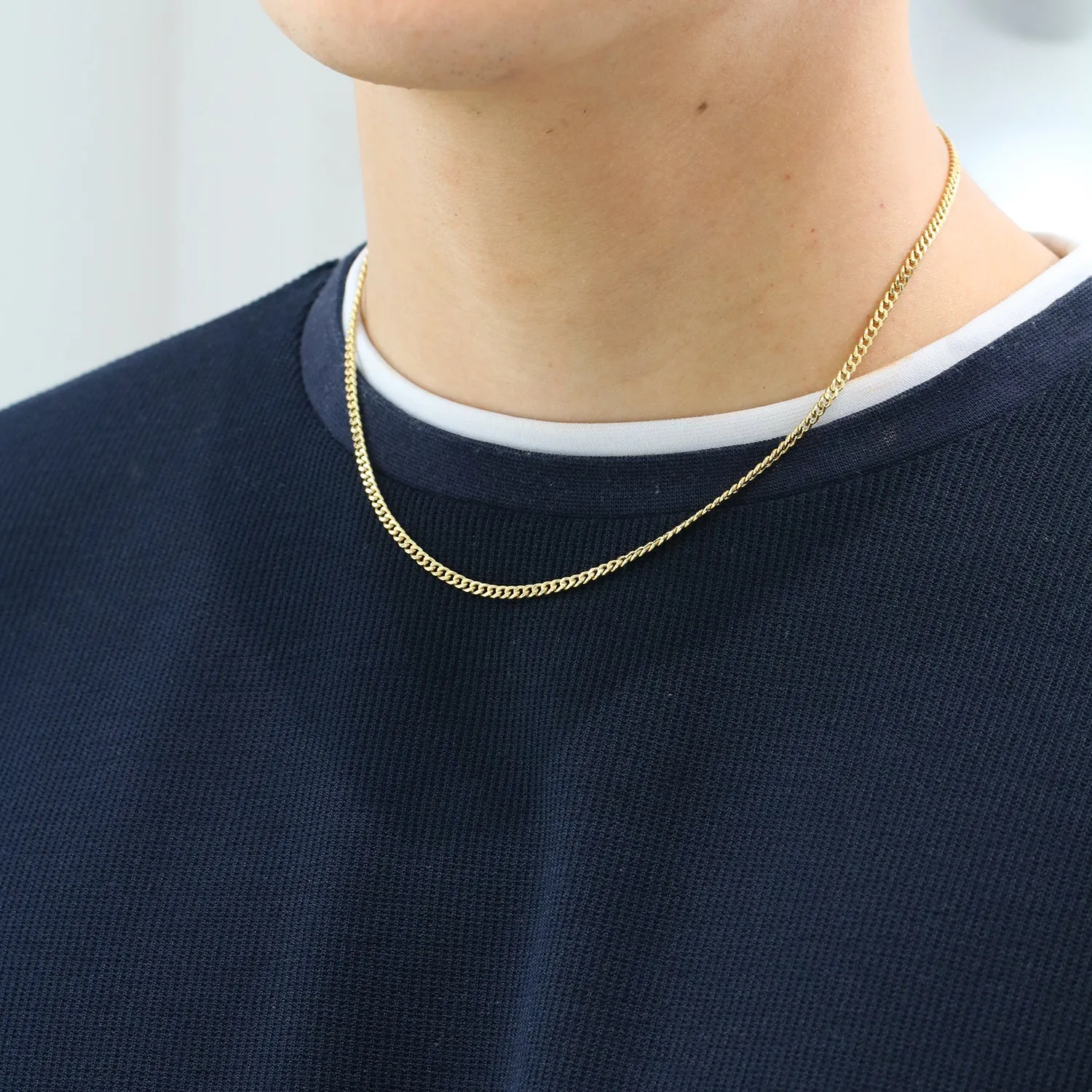 18k Gold 2.8mm Cuban Chain Necklace (White/Rose/Yellow Gold)