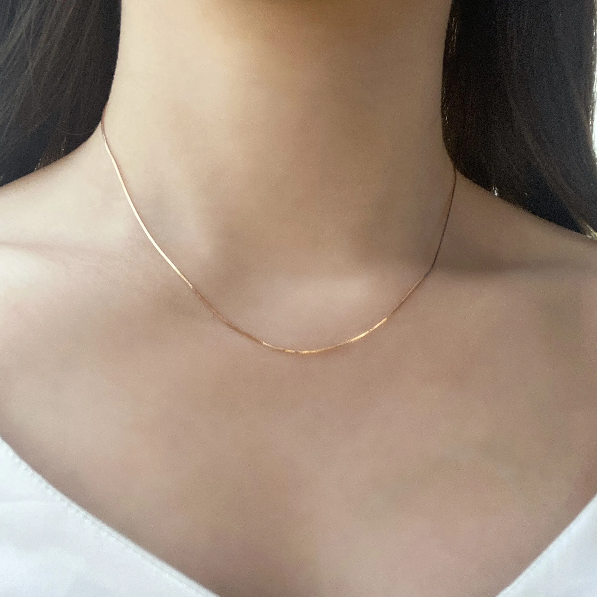 18k Gold Chain Snake Bone Necklace (White/Rose/Yellow Gold)