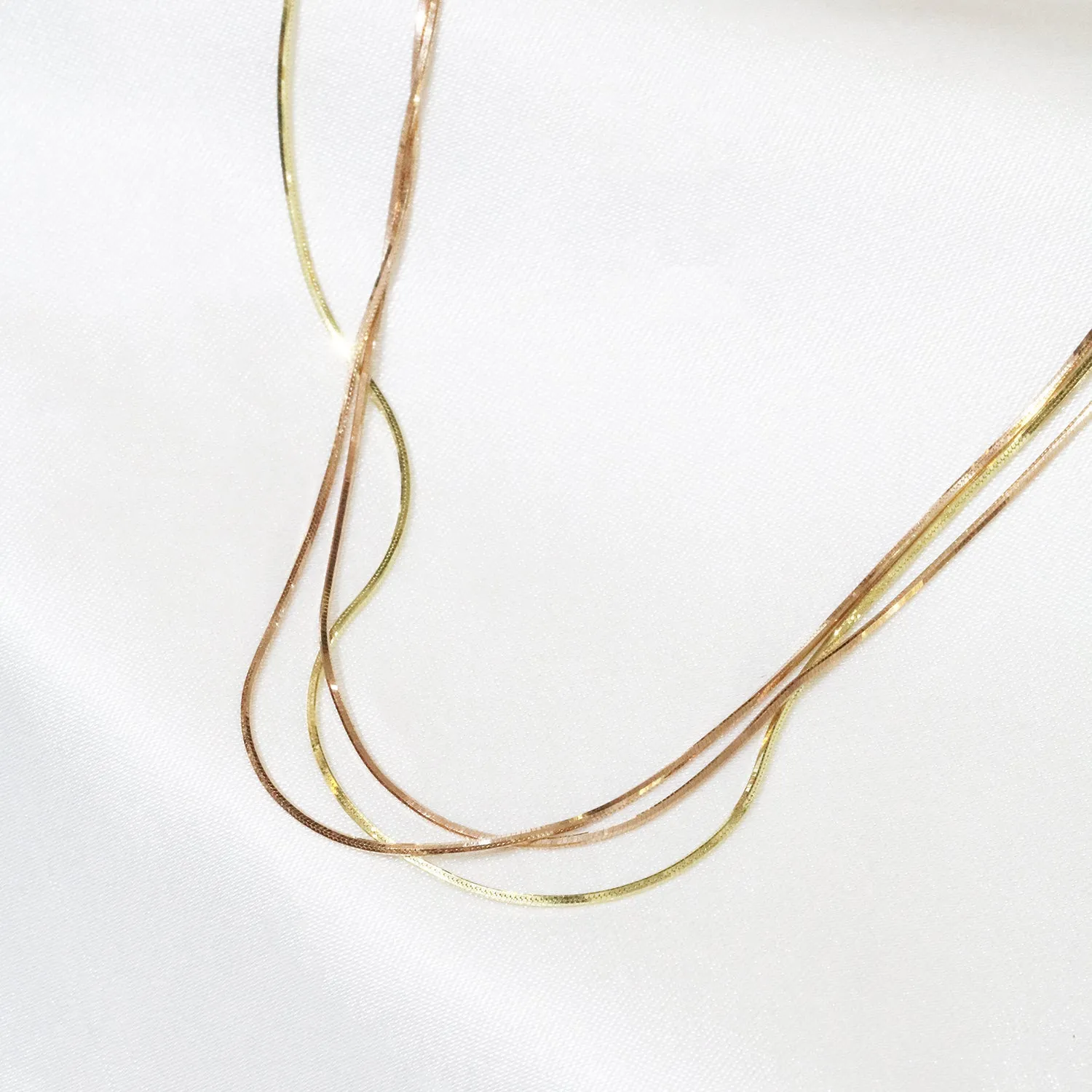 18k Gold Chain Snake Bone Necklace (White/Rose/Yellow Gold)