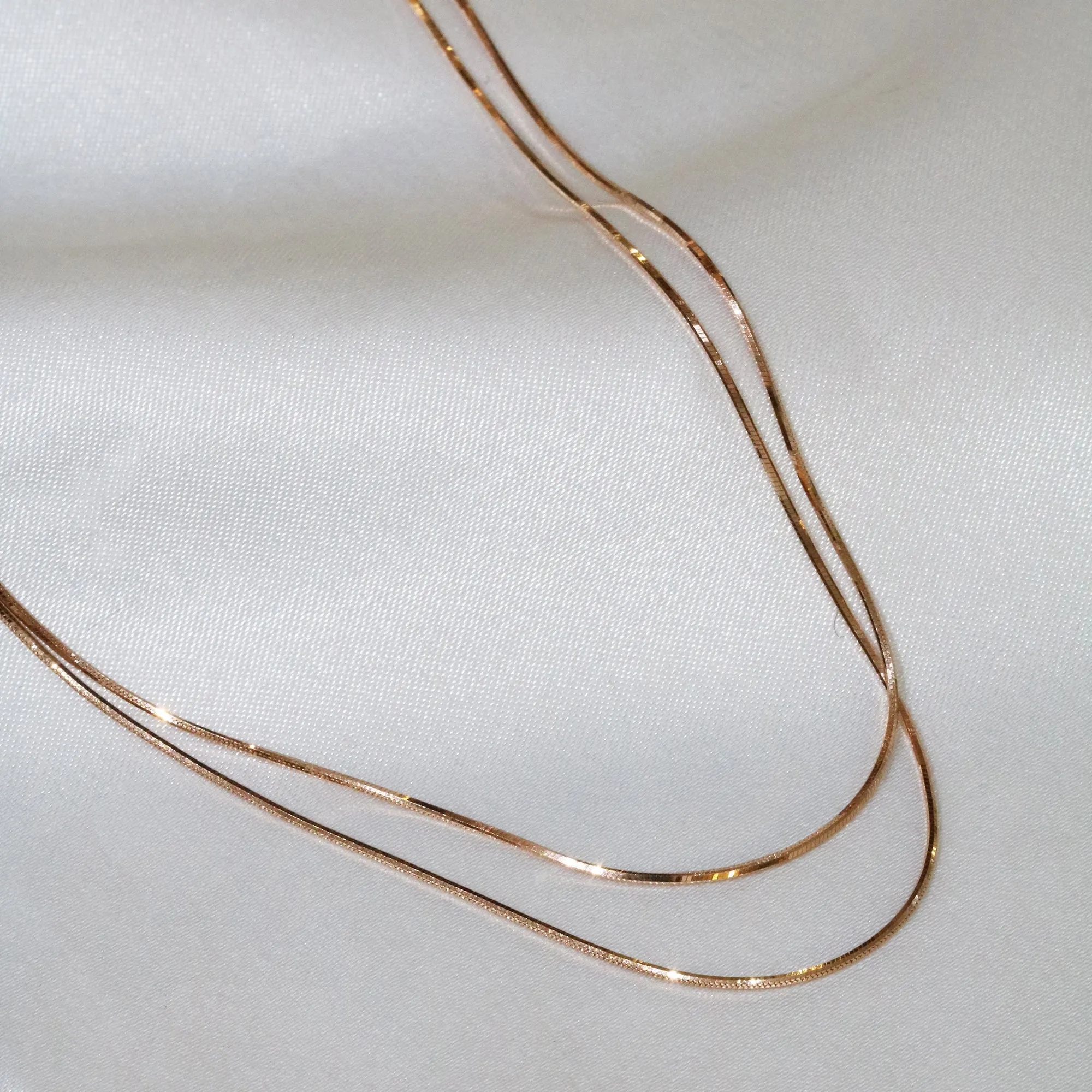 18k Gold Chain Snake Bone Necklace (White/Rose/Yellow Gold)