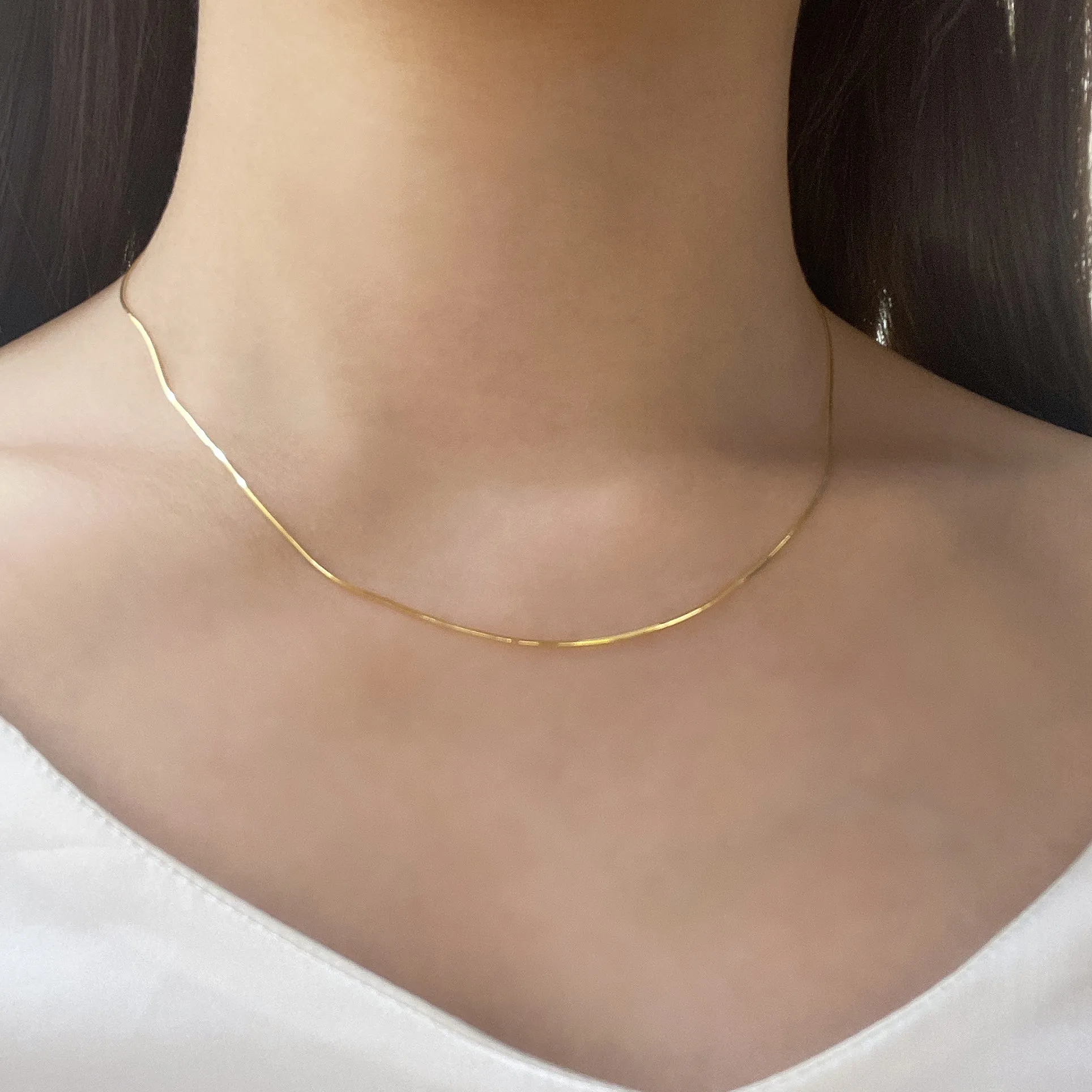 18k Gold Chain Snake Bone Necklace (White/Rose/Yellow Gold)