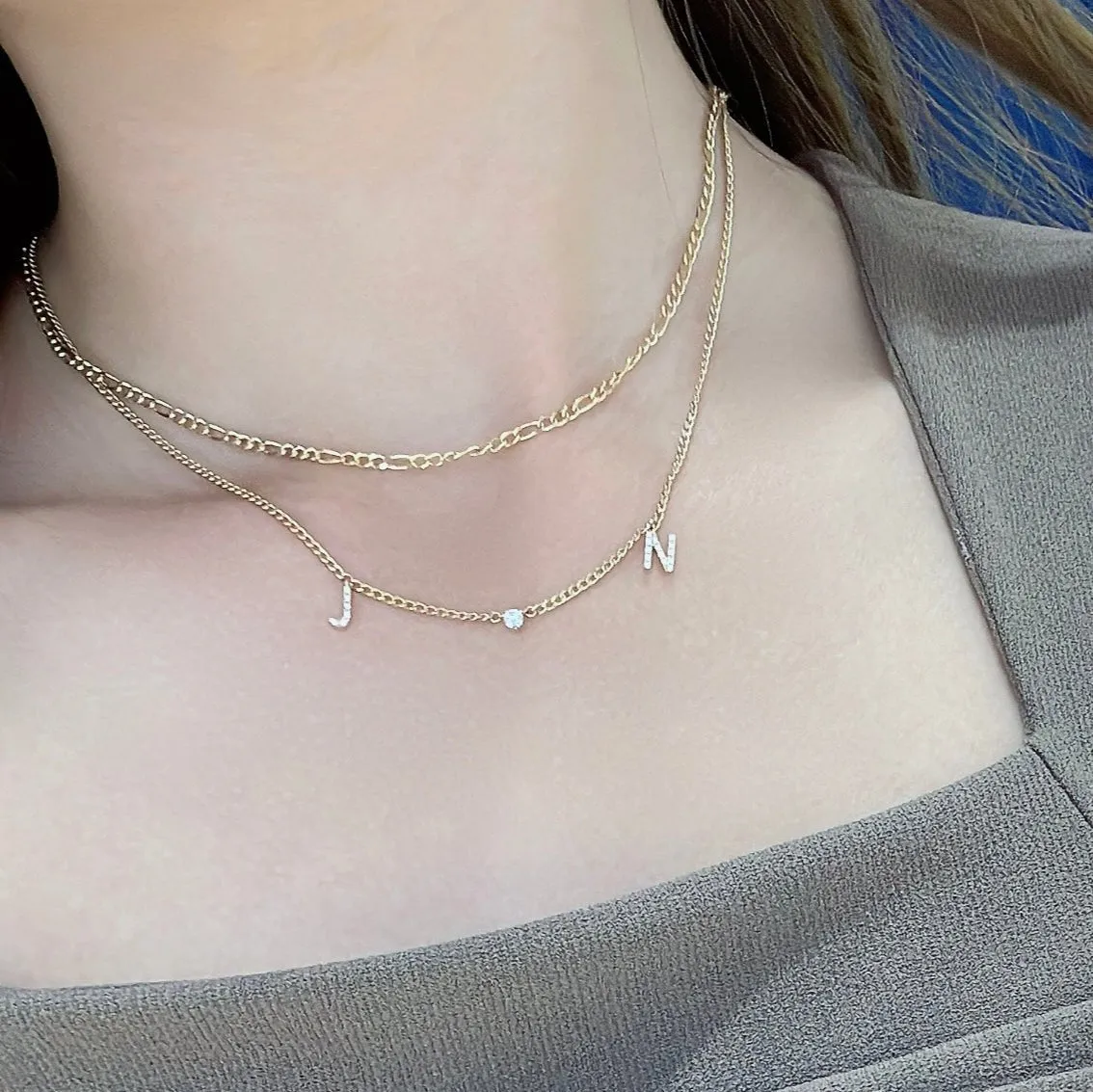18k Gold Initial Diamond Necklace