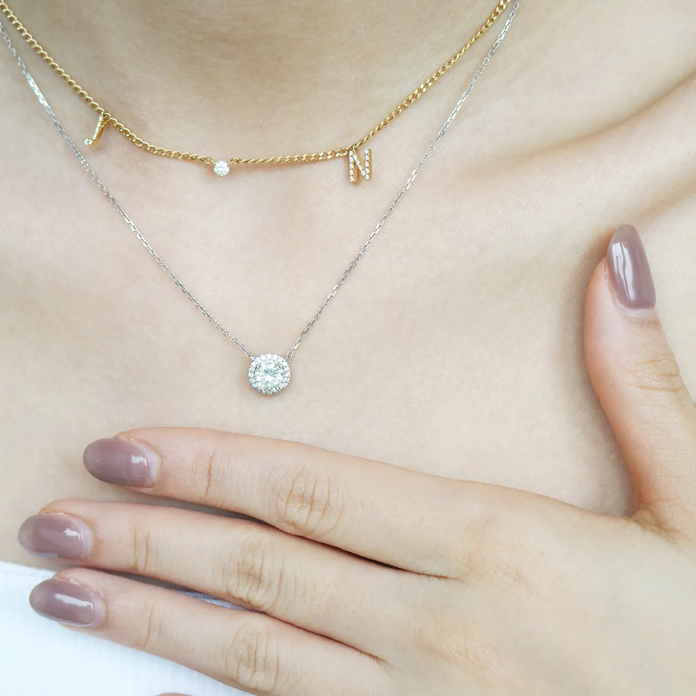 18k Gold Initial Diamond Necklace