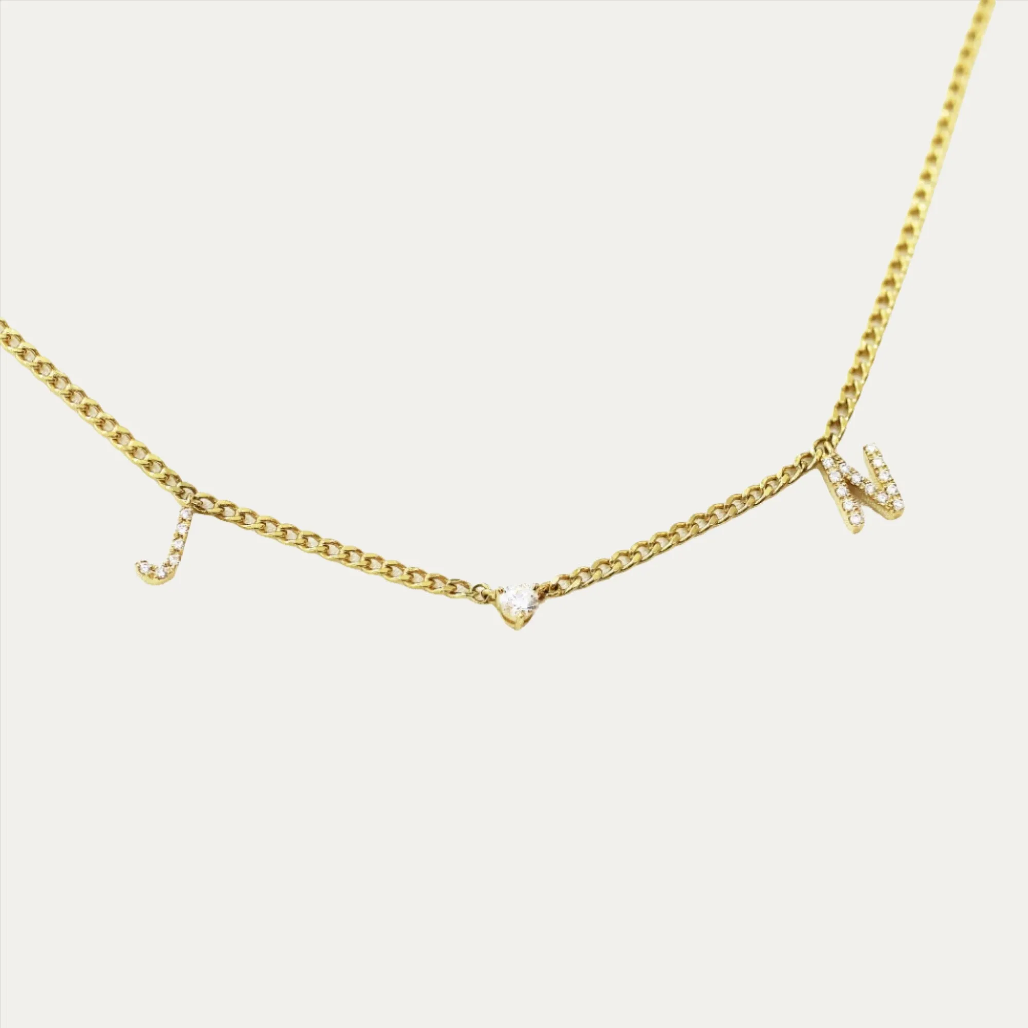 18k Gold Initial Diamond Necklace