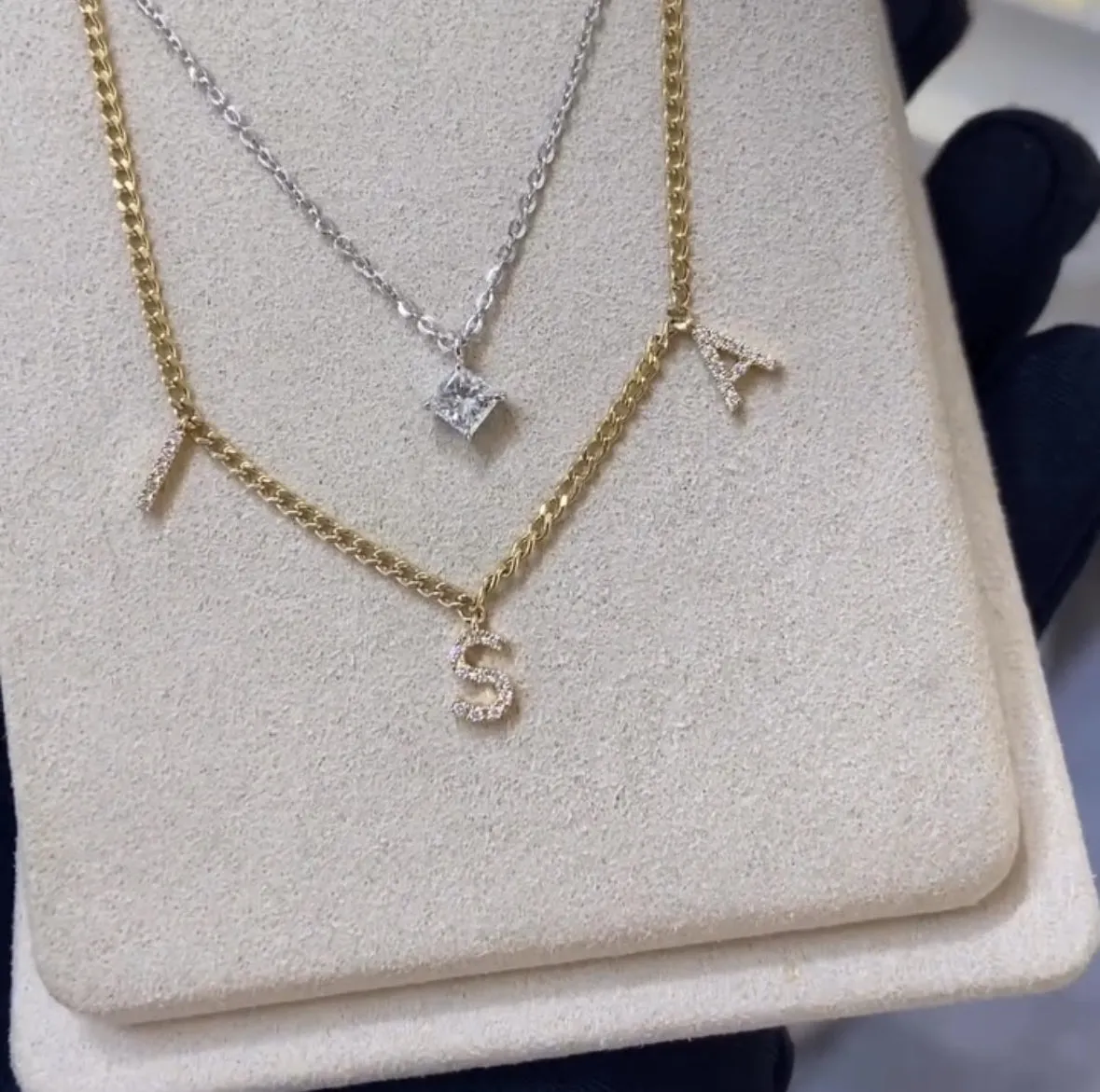 18k Gold Initial Diamond Necklace