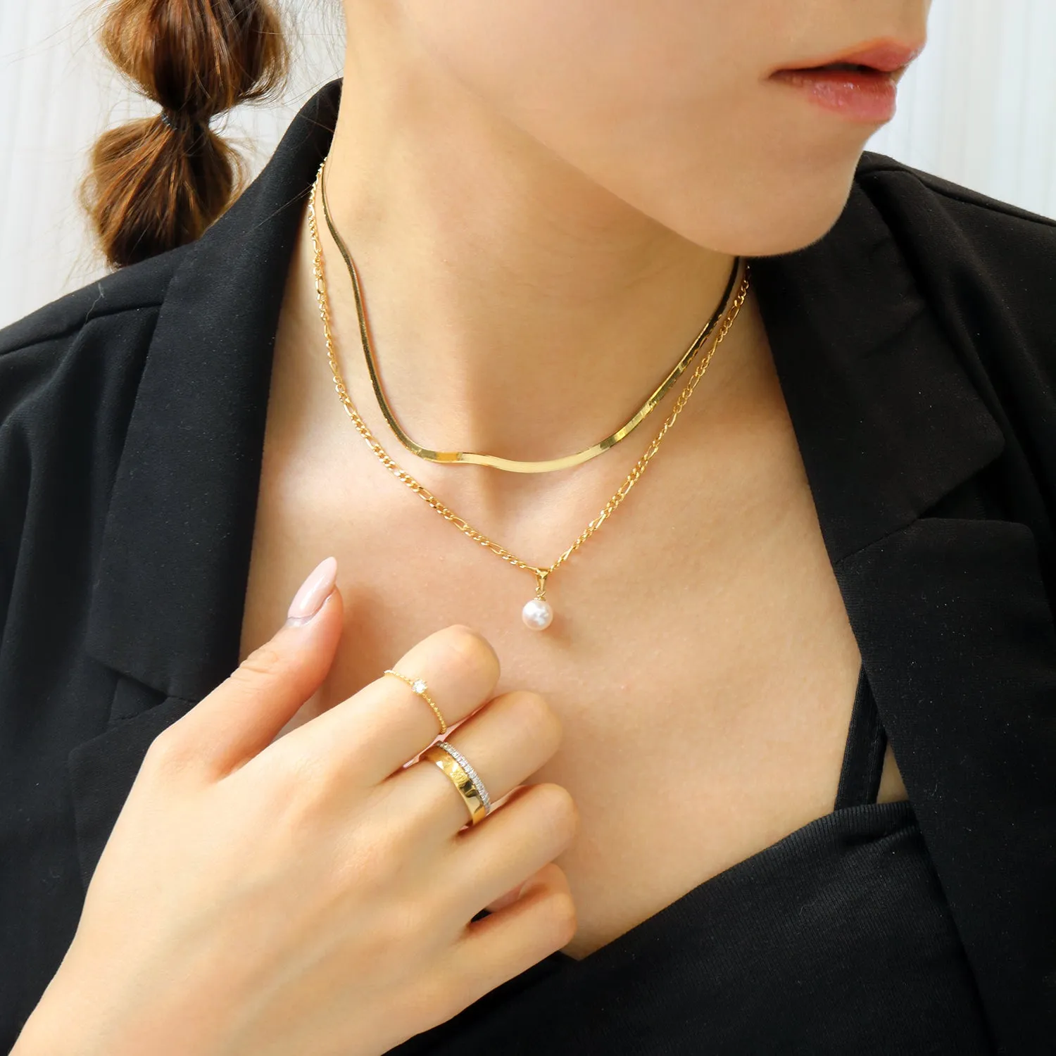 18k Gold Snake Bone Chain Necklace (White/Rose/Yellow Gold)