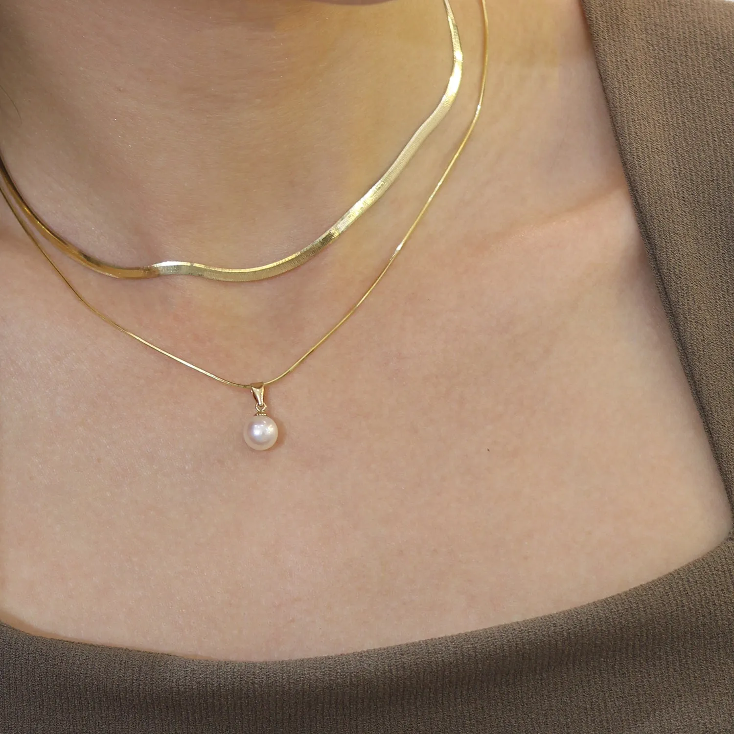 18k Gold Snake Bone Chain Necklace (White/Rose/Yellow Gold)