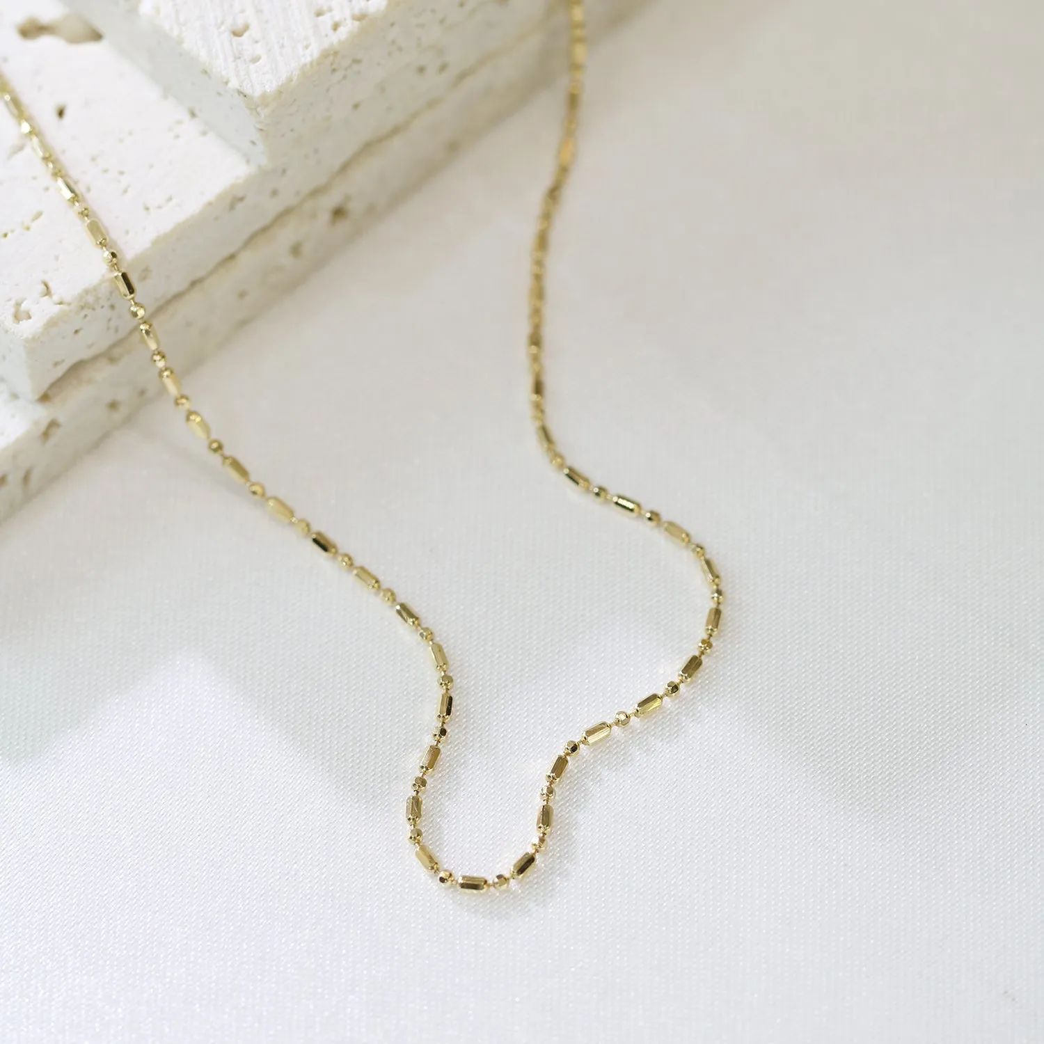 18k Gold Tube Adjustable Necklace (White/Yellow Gold)