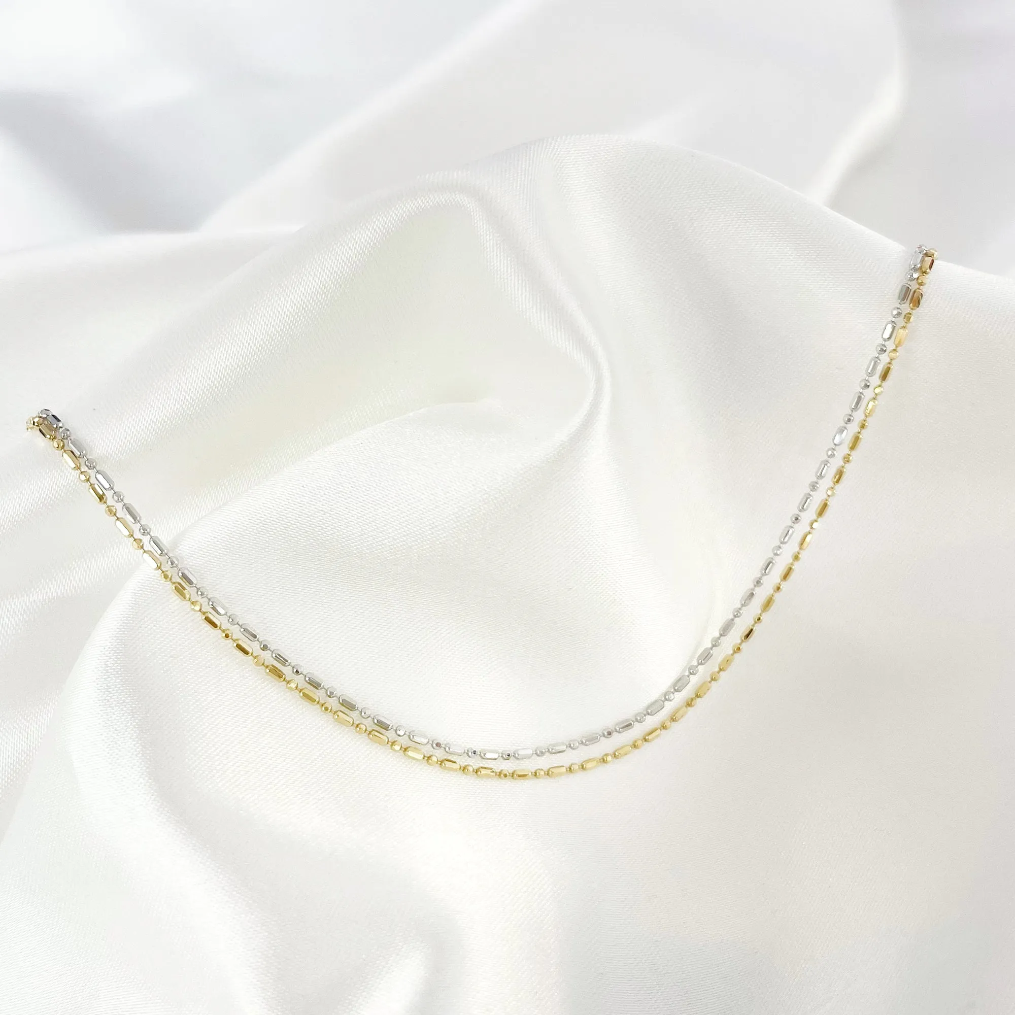 18k Gold Tube Adjustable Necklace (White/Yellow Gold)